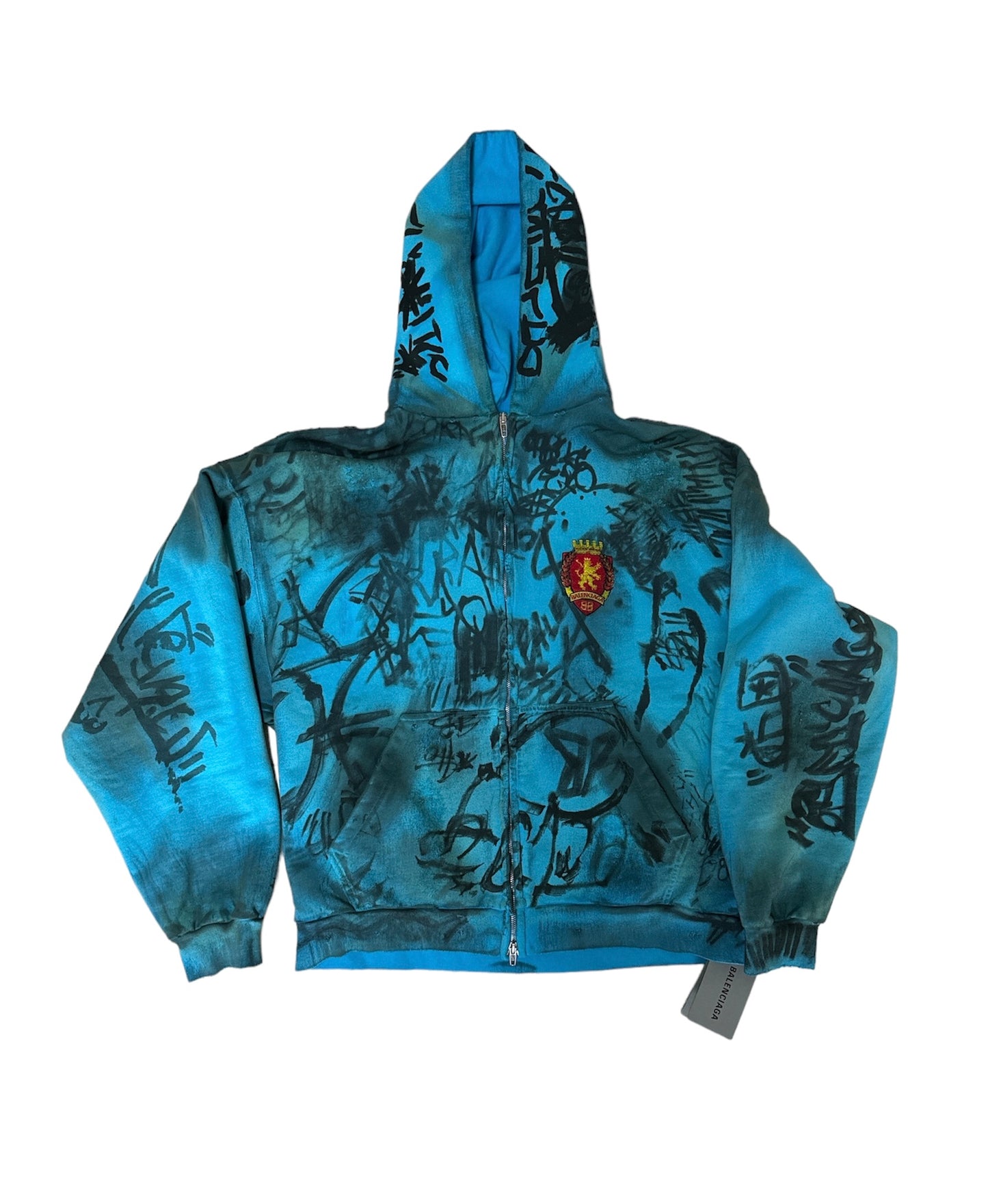 BALENCIAGA SKATER ZIP-UP HOODIE IN AZURE