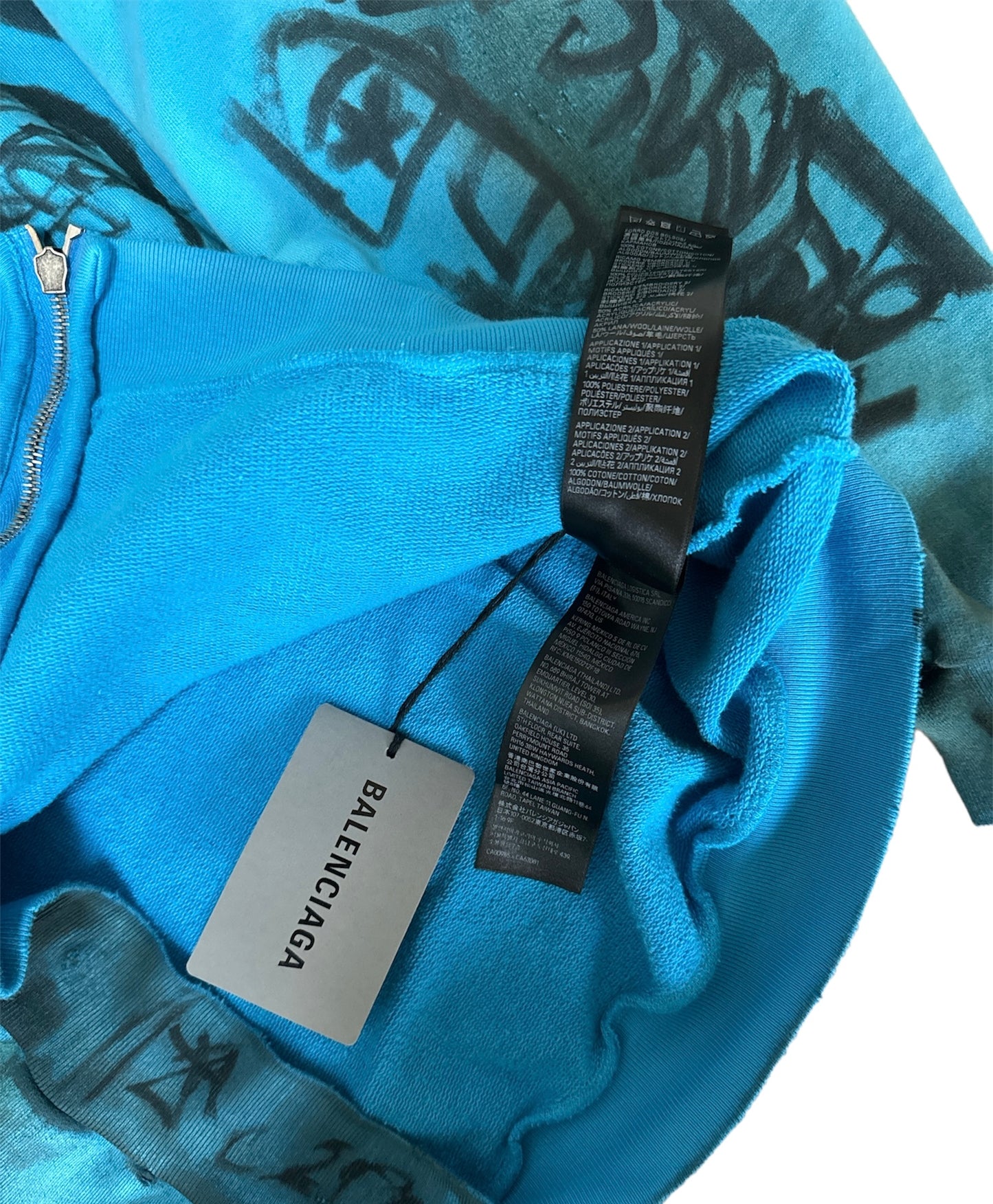 BALENCIAGA SKATER ZIP-UP HOODIE IN AZURE