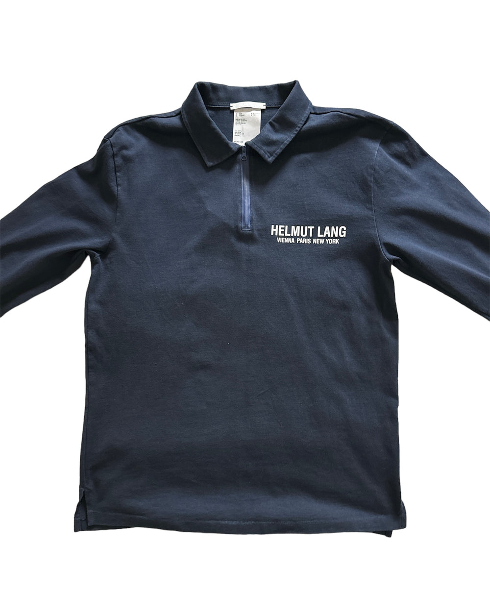 HELMUT LANG NAVY QUARTER ZIP POLO